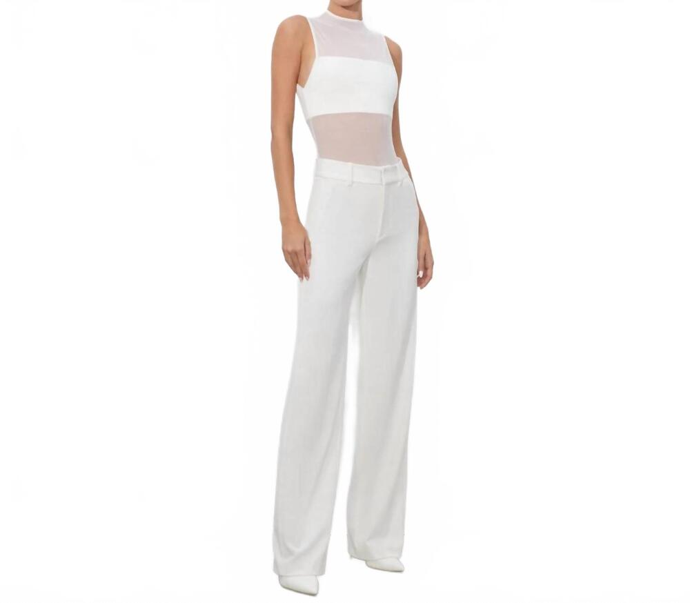 NEW ALICE + OLIVIA alexander high-rise slim straight trouser in off white